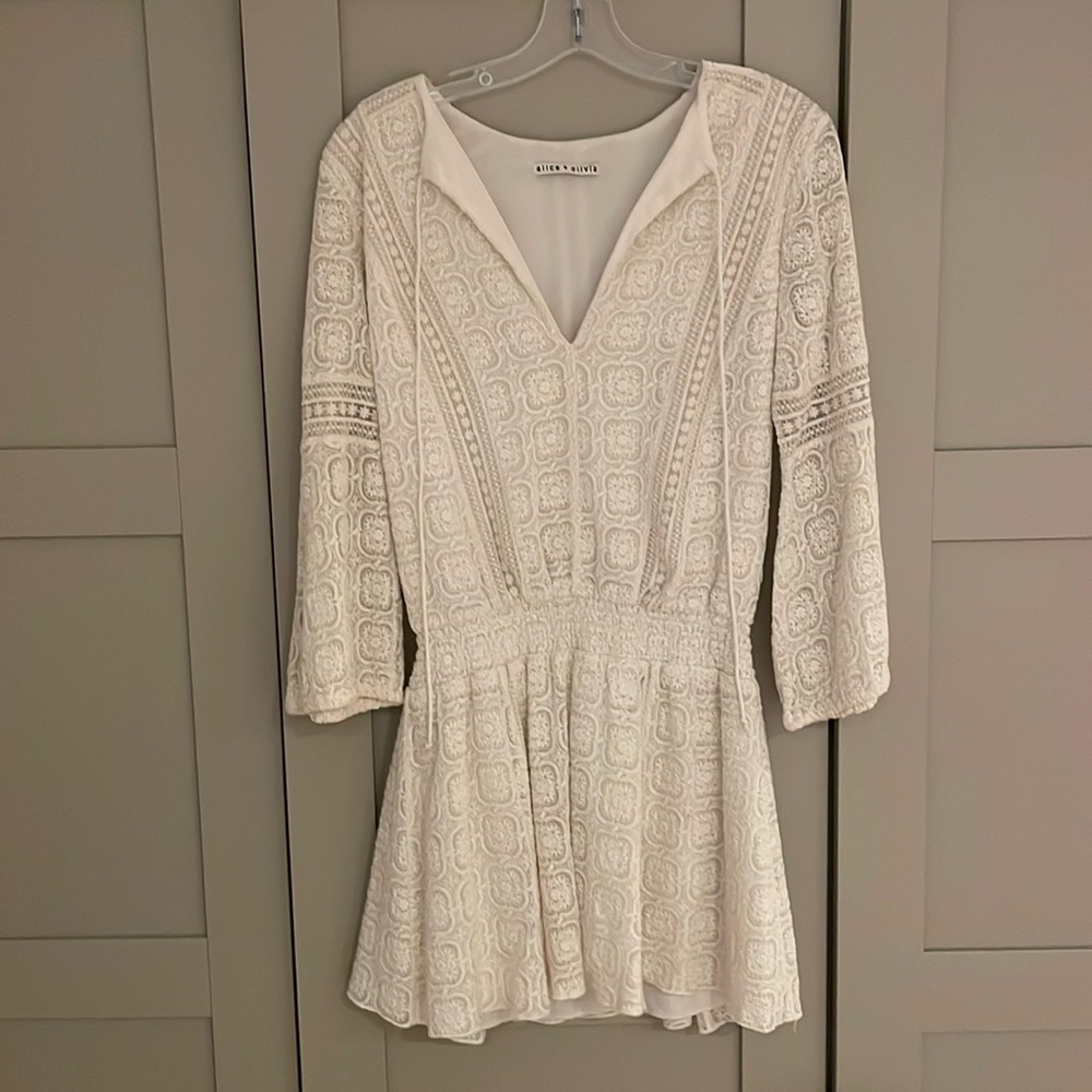 Alice + Olivia White Lace Mini Dress